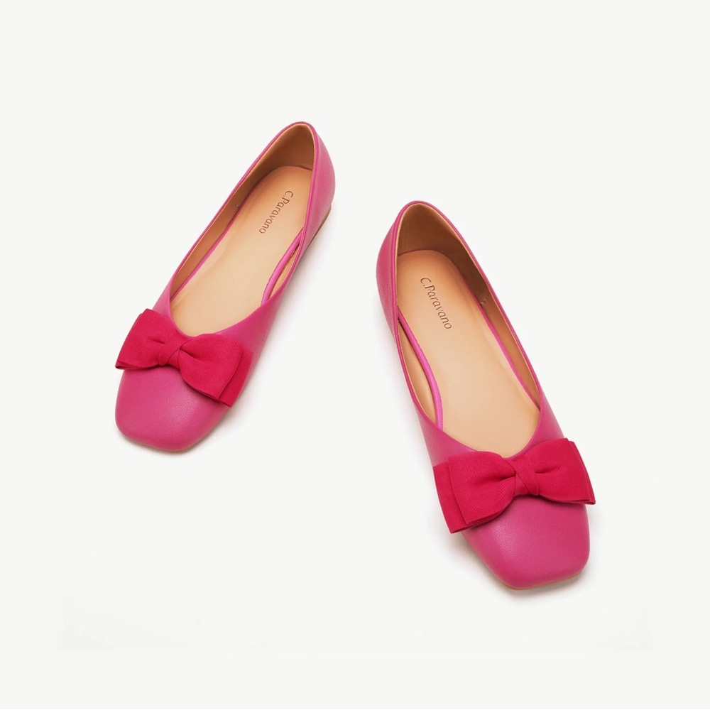 C.Paravano Hot Pink Eva Bow Ballerina Flat Women’s Shoes